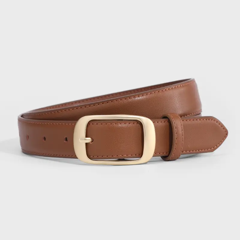 Women Genuine Leather Belt with Gold Buckle Black Slimming Look - Image 2