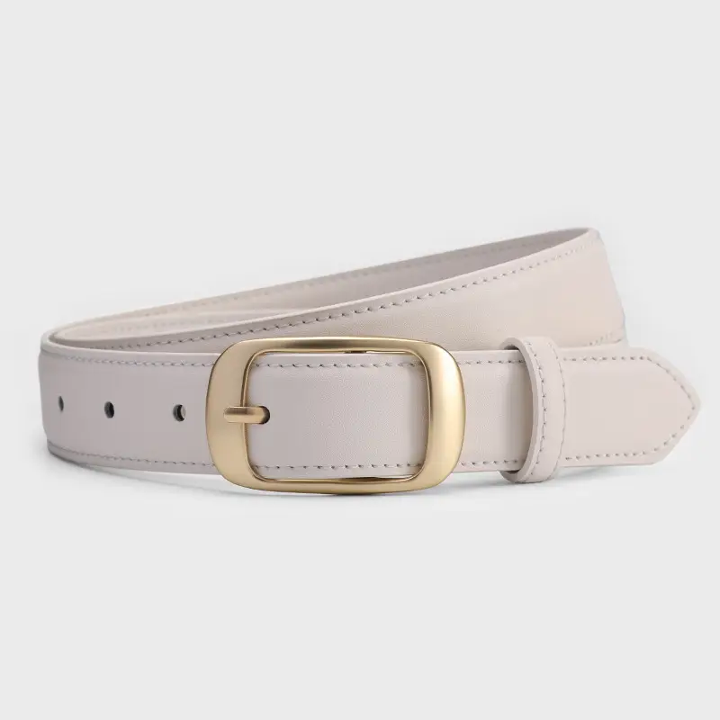Women Genuine Leather Belt with Gold Buckle Black Slimming Look - Image 3