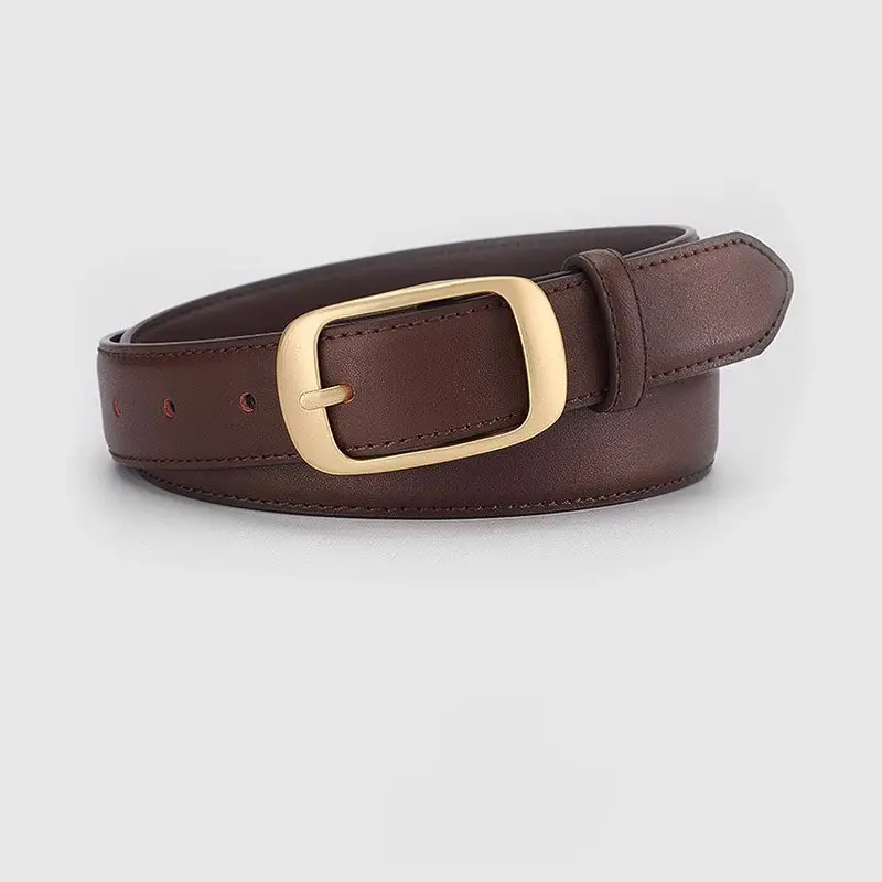 Women Genuine Leather Belt with Gold Buckle Black Slimming Look - Image 6
