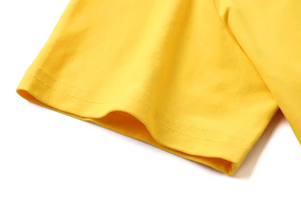 Men's Yellow Silk Collar T-Shirt Overalls Set — feature 11