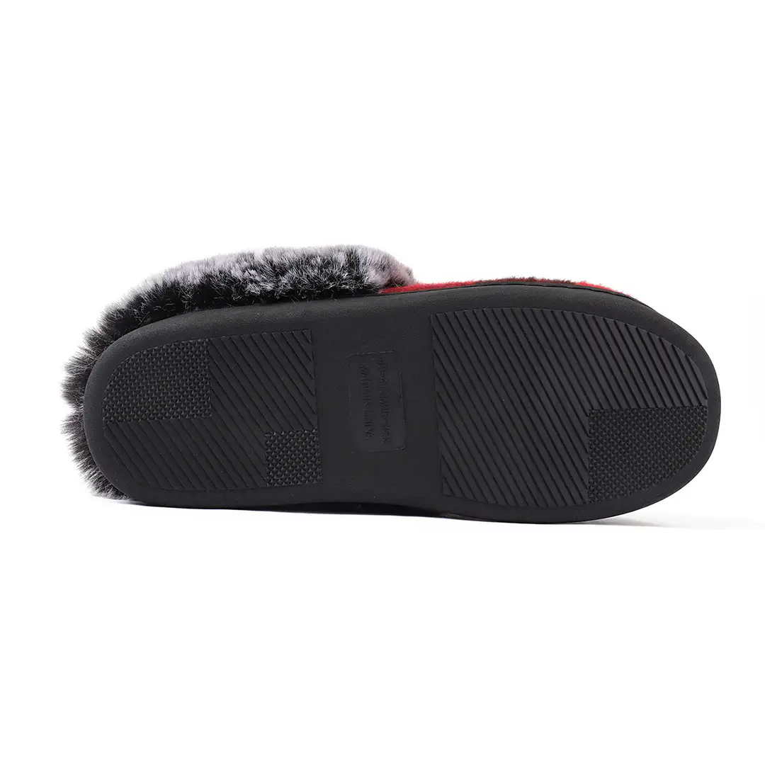 Cross-Border Wholesale Furry Slippers, Plaid Fleece-Lined Cotton Slippers, Non-Slip Thickened Winter Cotton Slippers for Home Use, Factory Customization — feature 12