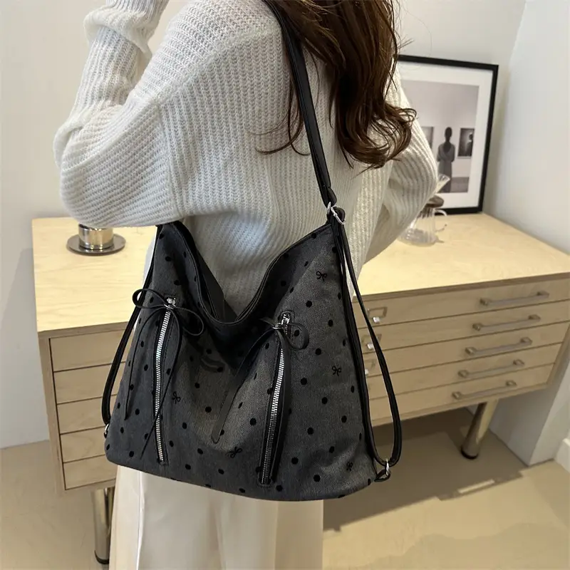 Casual Commuter Polka Dot Shoulder Tote Bag 2024 - Image 9