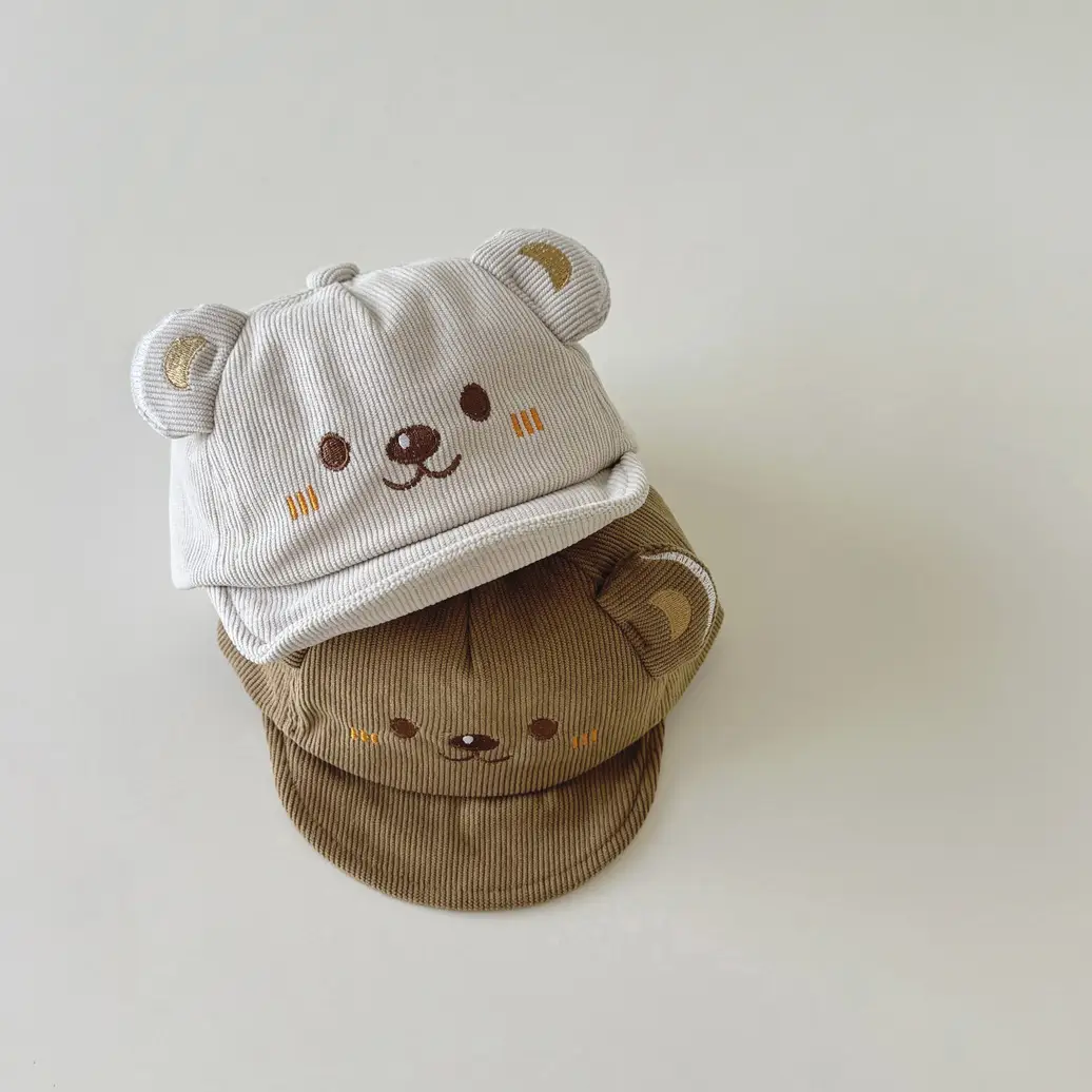Cute Bear Hooded Cap for Boys Autumn Winter Warm Corduroy Soft Bristle - Image 6