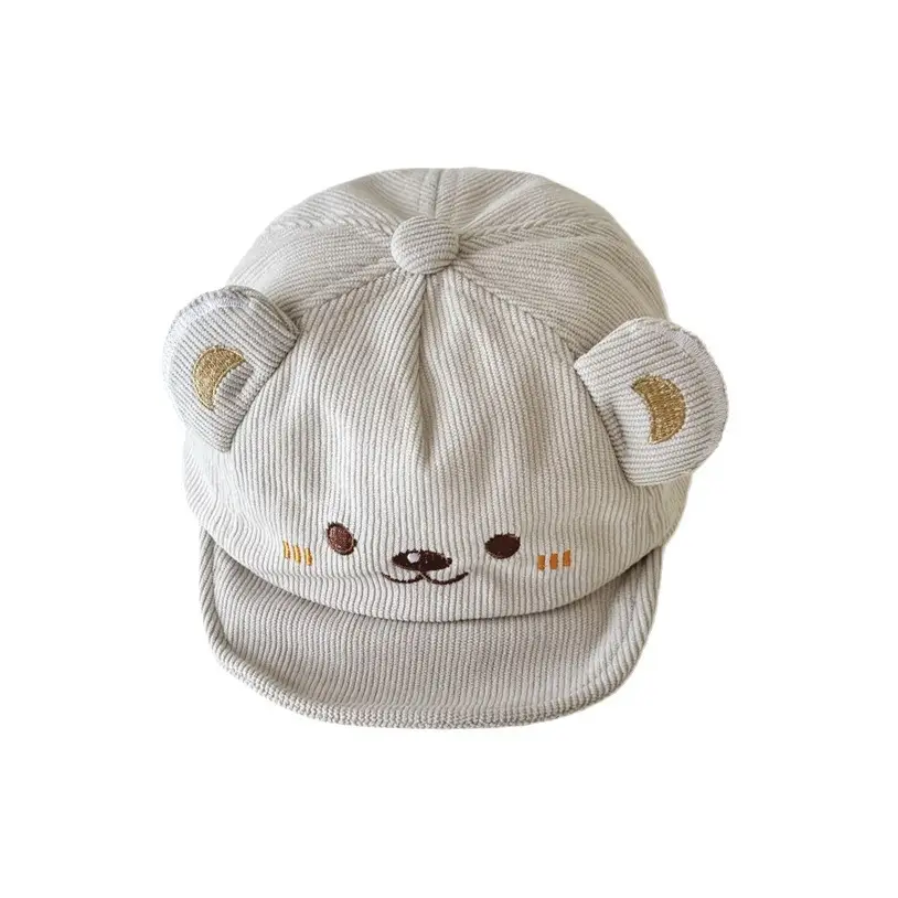 Cute Bear Hooded Cap for Boys Autumn Winter Warm Corduroy Soft Bristle - Image 8