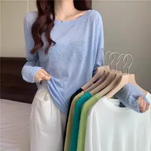 Navy Blue Slim Fit Long Sleeve T-Shirt for Women — feature 7