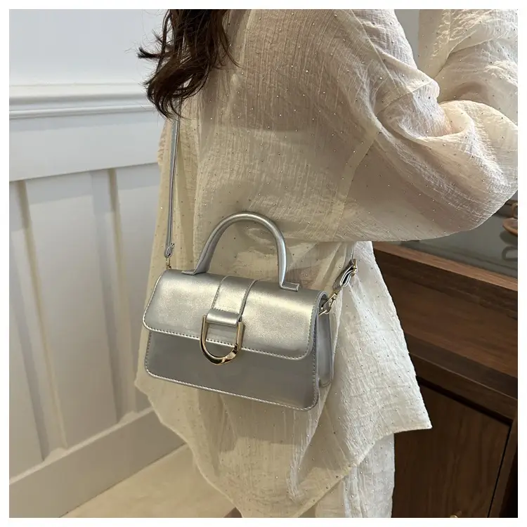 Elegant Women's Shoulder Crossbody Bag Silver Gold Clasp — feature 18