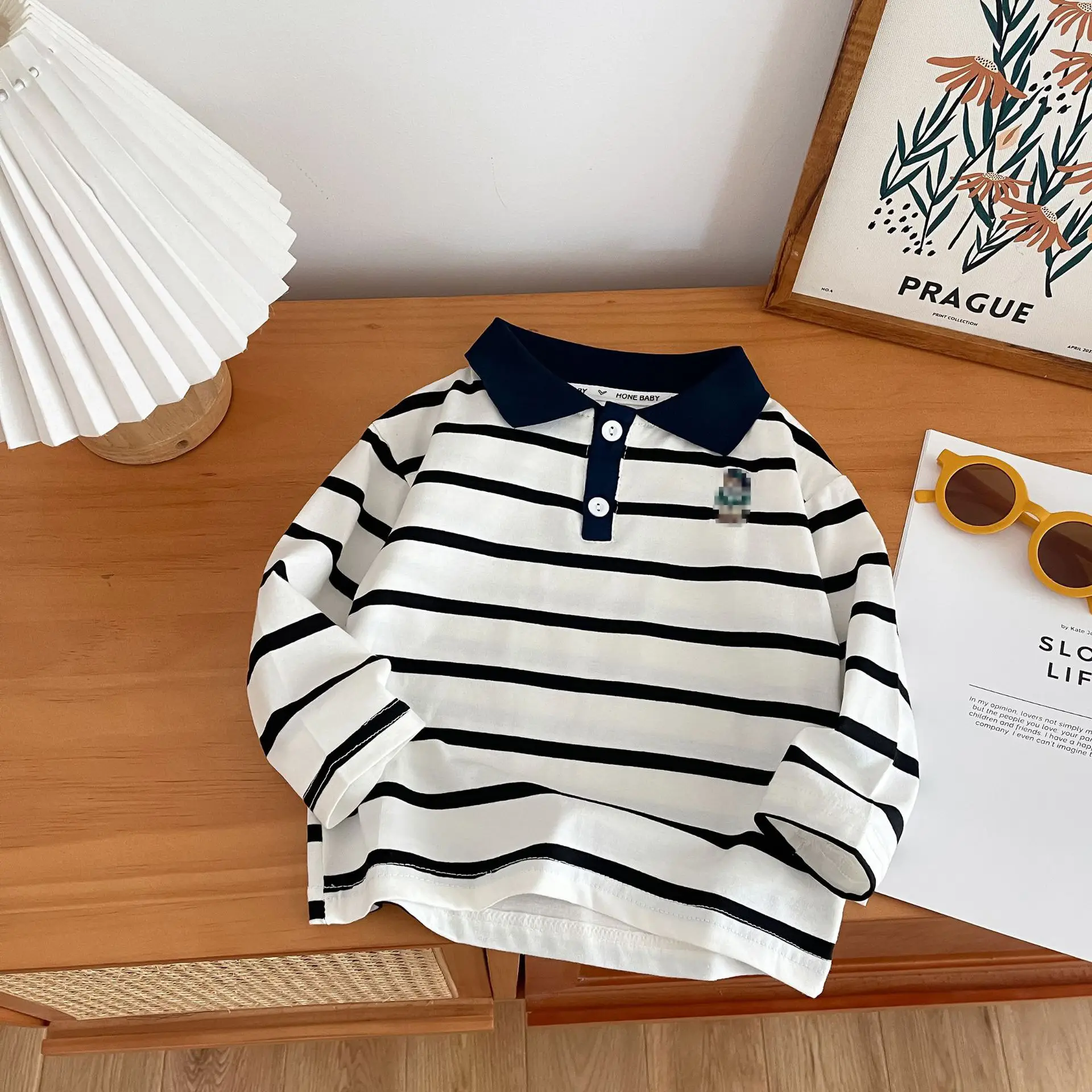 2025 Boys Striped Polo Shirt Long Sleeve Spring Clothing - Image 7