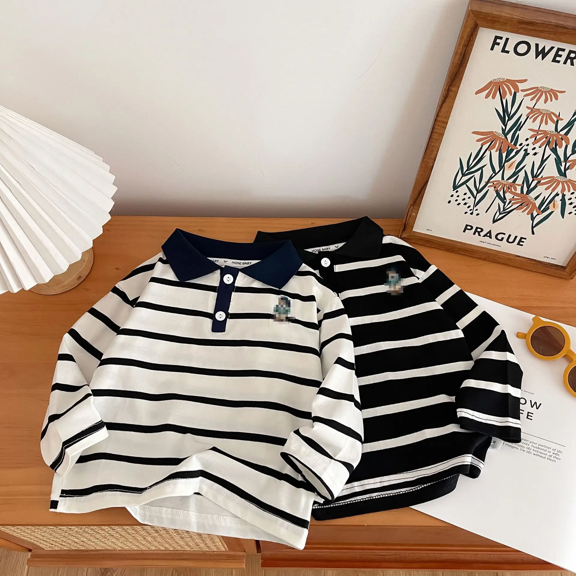 2025 Boys Striped Polo Shirt Long Sleeve Spring Clothing — feature 1