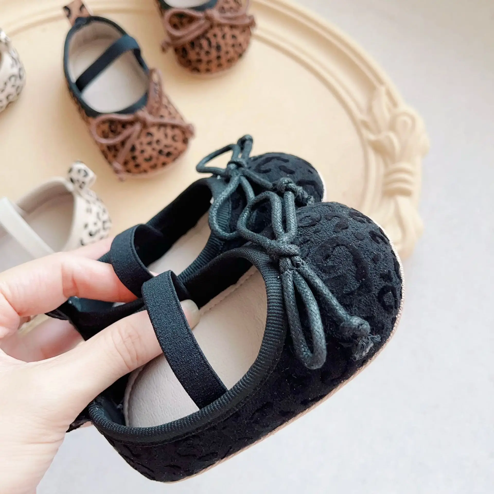 Leopard Print Bow Baby Shoes Spring Fall New Korean Style Soft-Soled Anti-Slip Anti-Falling — feature 12