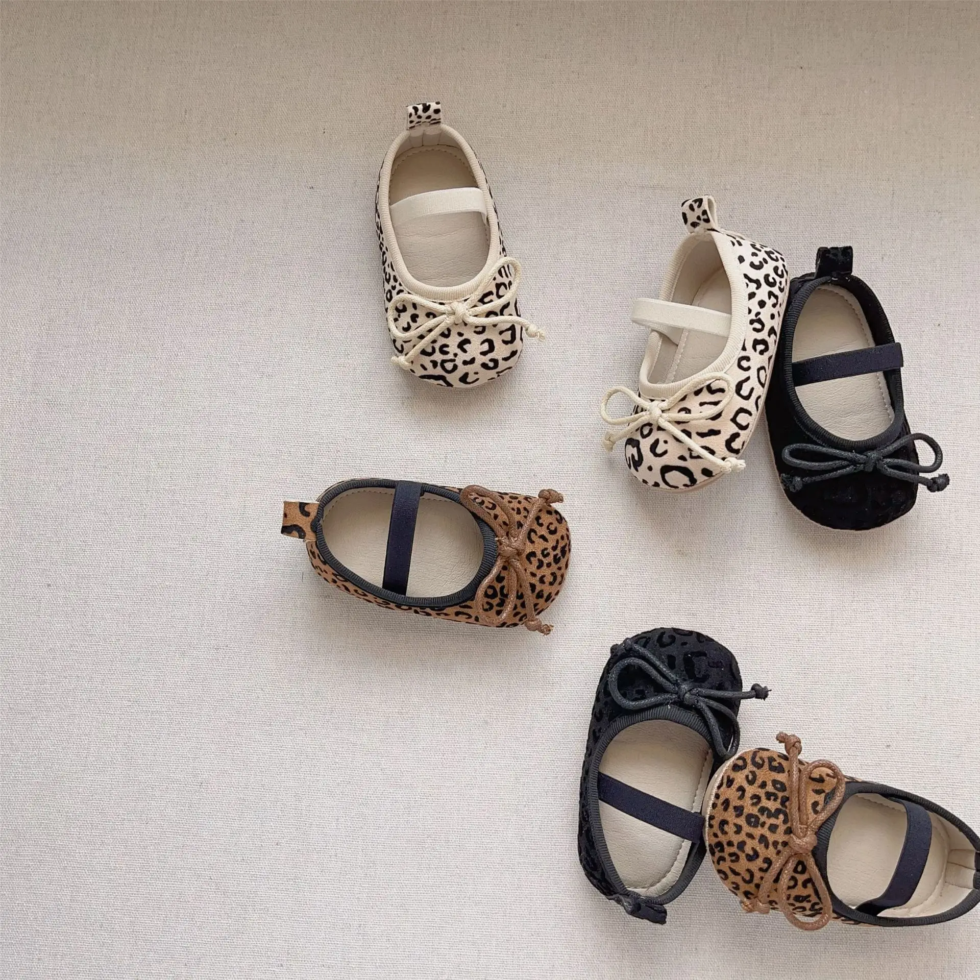Leopard Print Bow Baby Shoes Spring Fall New Korean Style Soft-Soled Anti-Slip Anti-Falling — feature 19