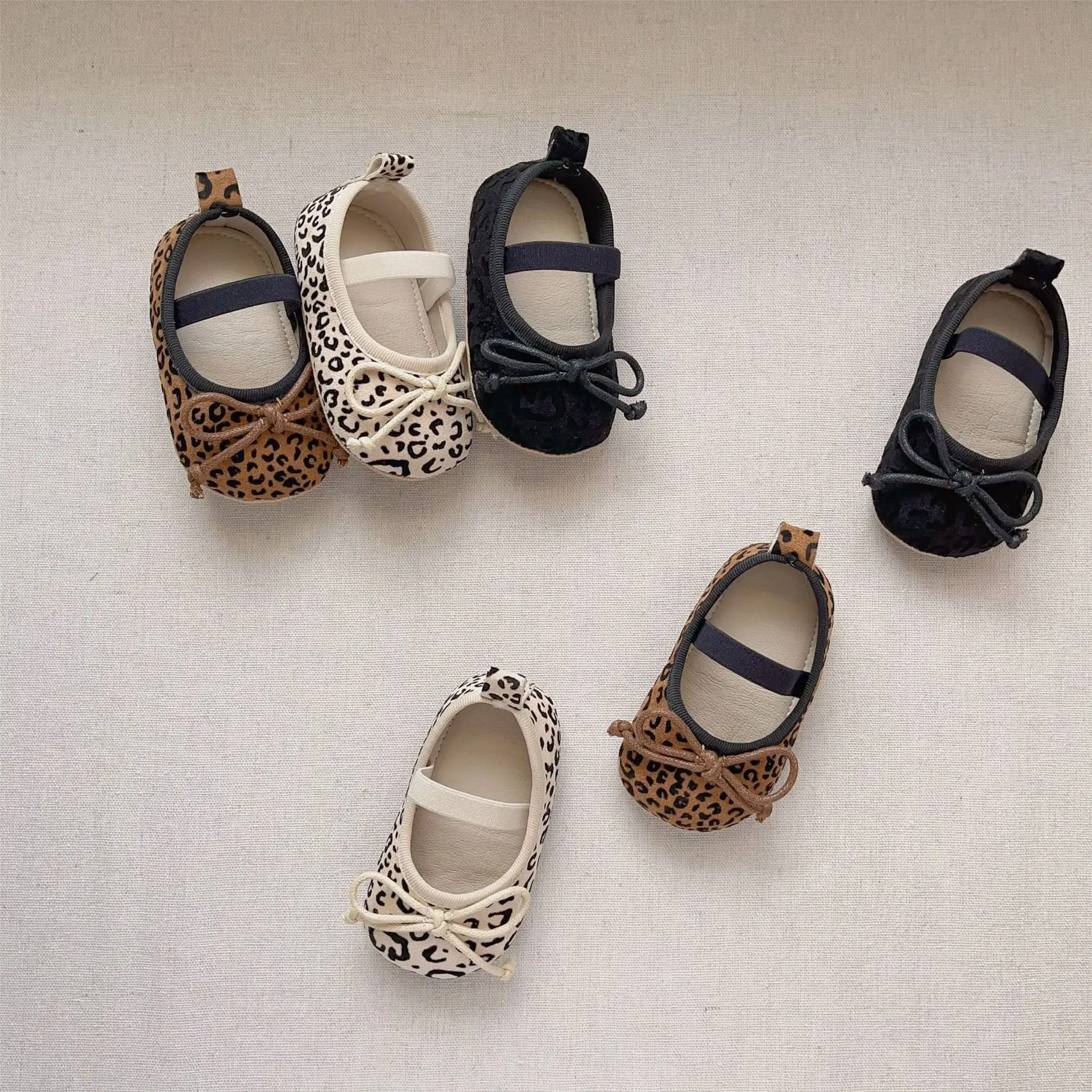Leopard Print Bow Baby Shoes Spring Fall New Korean Style Soft-Soled Anti-Slip Anti-Falling — feature 2