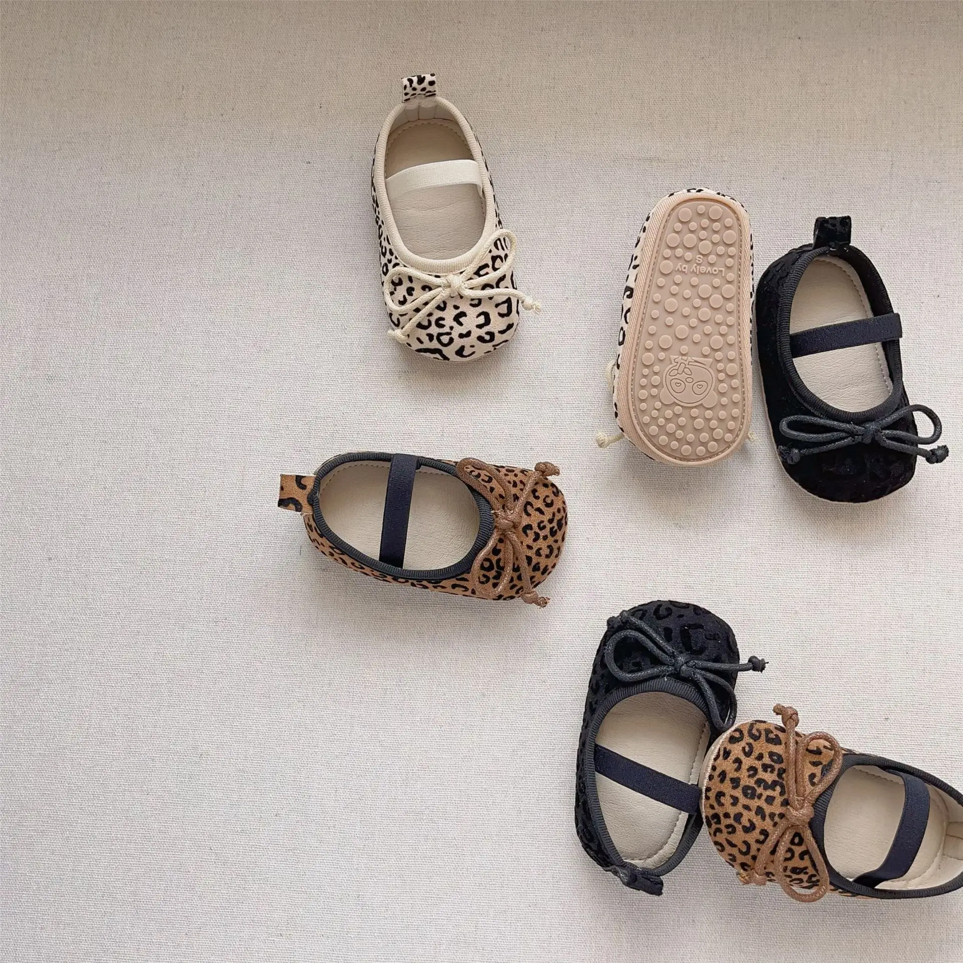 Leopard Print Bow Baby Shoes Spring Fall New Korean Style Soft-Soled Anti-Slip Anti-Falling — feature 3
