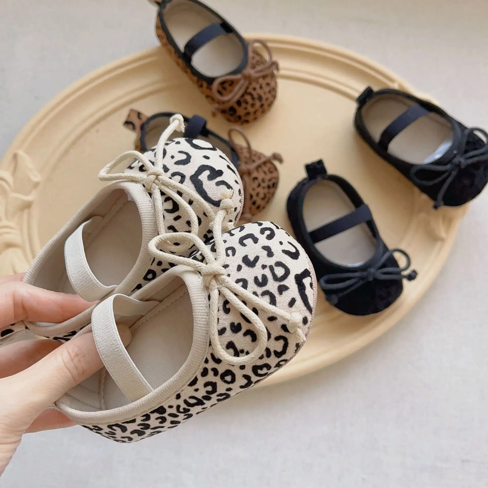 Leopard Print Bow Baby Shoes Spring Fall New Korean Style Soft-Soled Anti-Slip Anti-Falling — feature 5