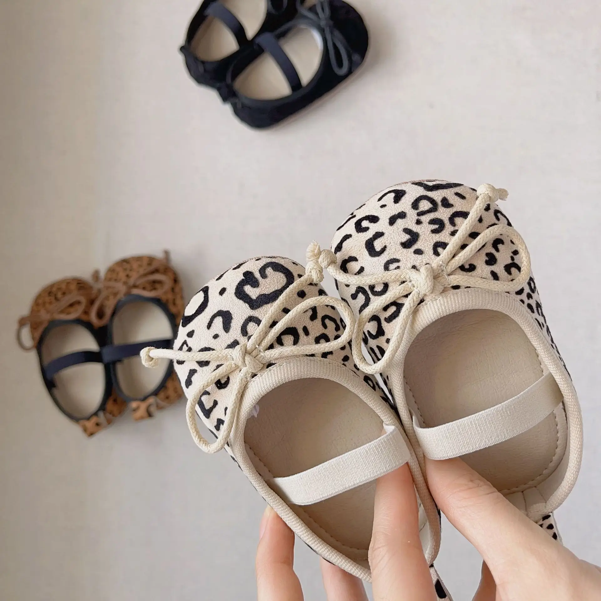 Leopard Print Bow Baby Shoes Spring Fall New Korean Style Soft-Soled Anti-Slip Anti-Falling — feature 6