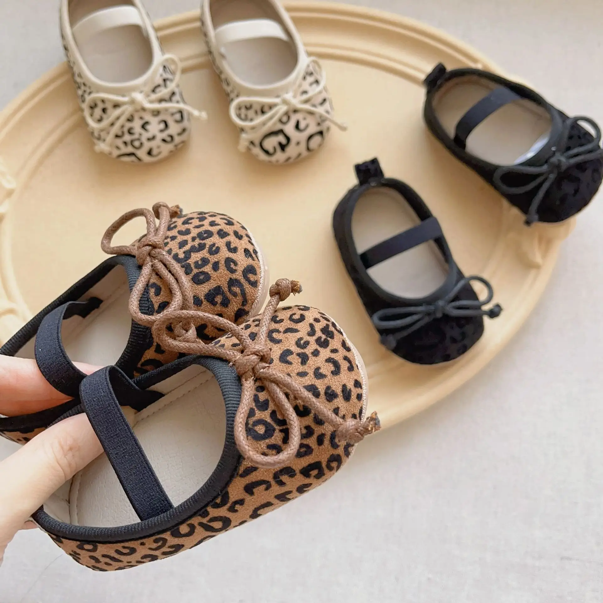 Leopard Print Bow Baby Shoes Spring Fall New Korean Style Soft-Soled Anti-Slip Anti-Falling — feature 8