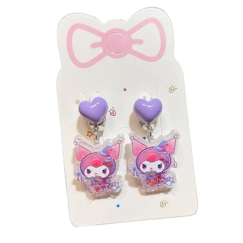 Kuromi Princess Earrings Set of 2 Purple Heart Design