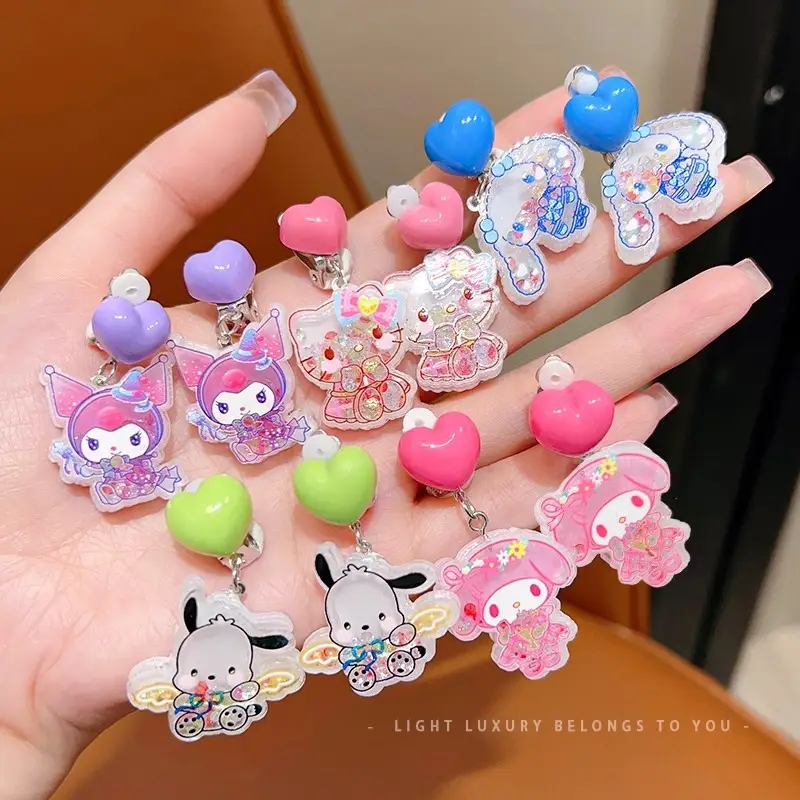 Kuromi Princess Earrings Set of 2 Purple Heart Design — feature 10