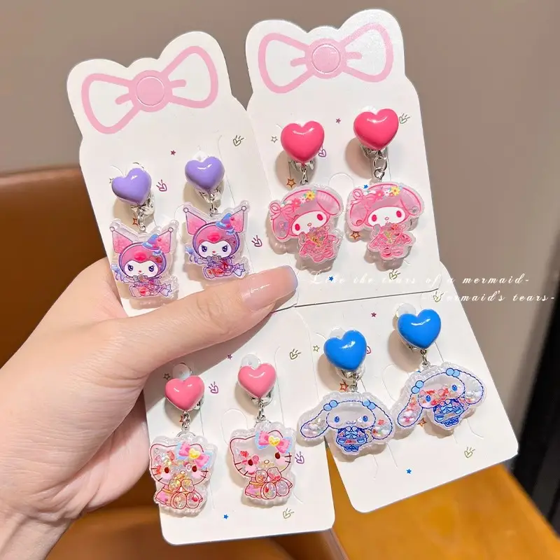 Kuromi Princess Earrings Set of 2 Purple Heart Design — feature 12
