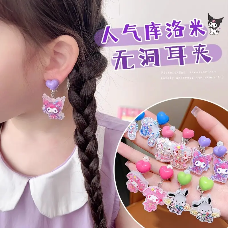 Kuromi Princess Earrings Set of 2 Purple Heart Design — feature 2