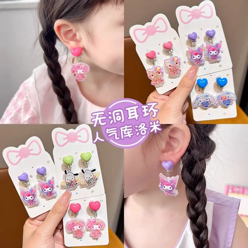 Kuromi Princess Earrings Set of 2 Purple Heart Design — feature 4
