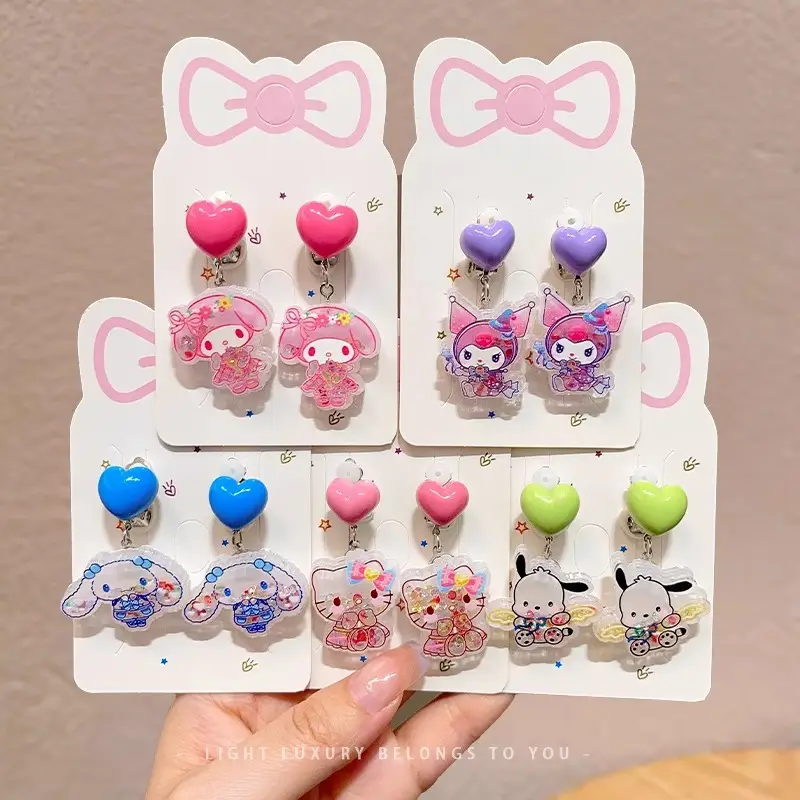Kuromi Princess Earrings Set of 2 Purple Heart Design — feature 8