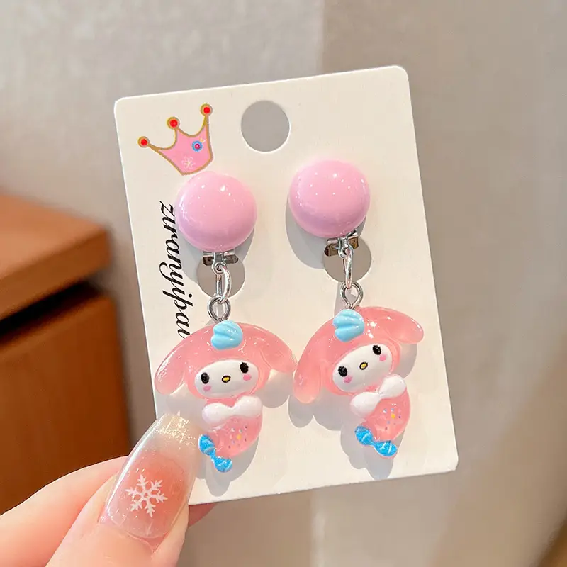 Kuromi Princess Earrings Set of 2 Purple Heart Design