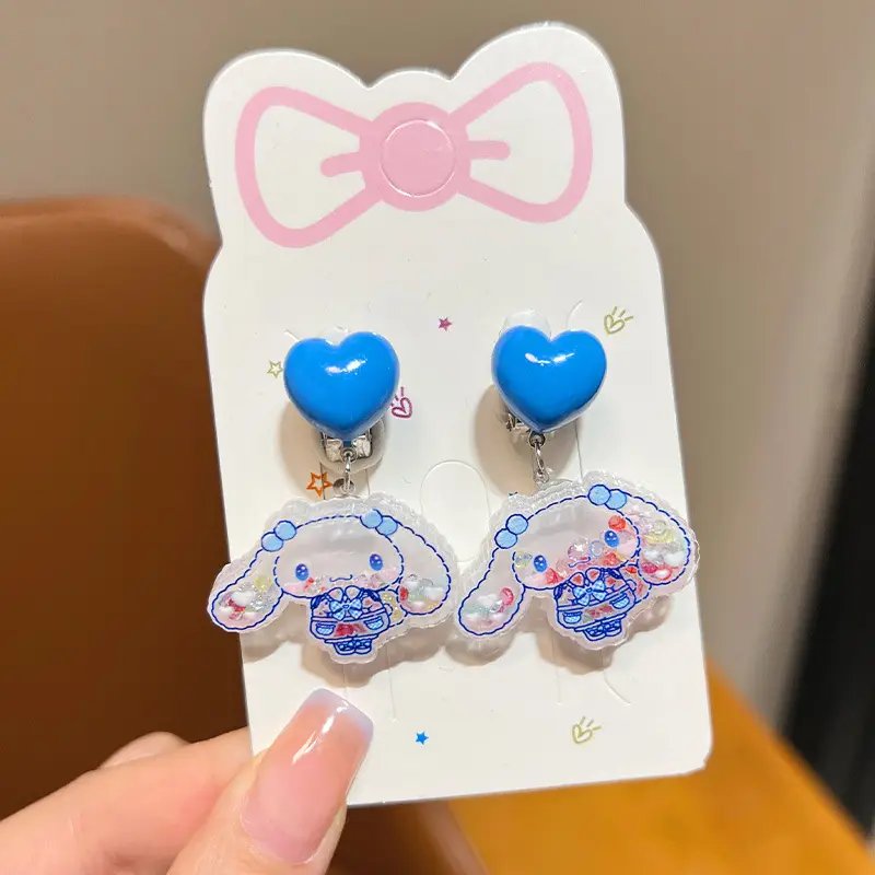 Kuromi Princess Earrings Set of 2 Purple Heart Design