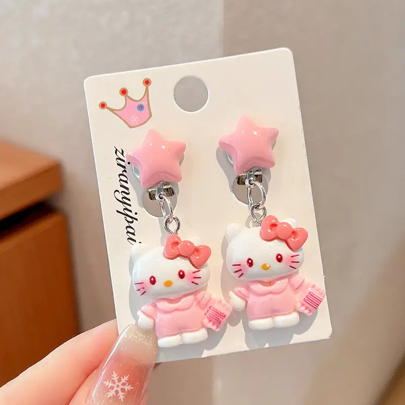 Kuromi Princess Earrings Set of 2 Purple Heart Design