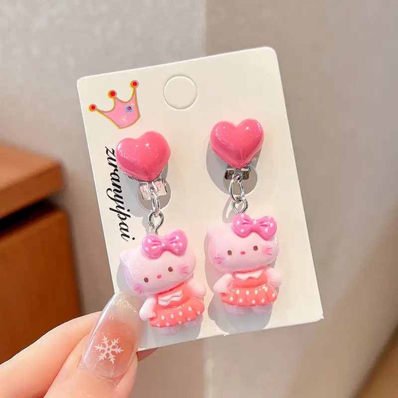 Kuromi Princess Earrings Set of 2 Purple Heart Design