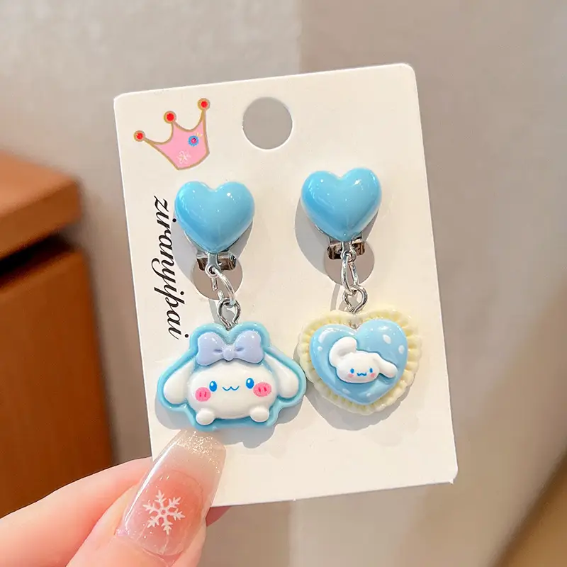 Kuromi Princess Earrings Set of 2 Purple Heart Design