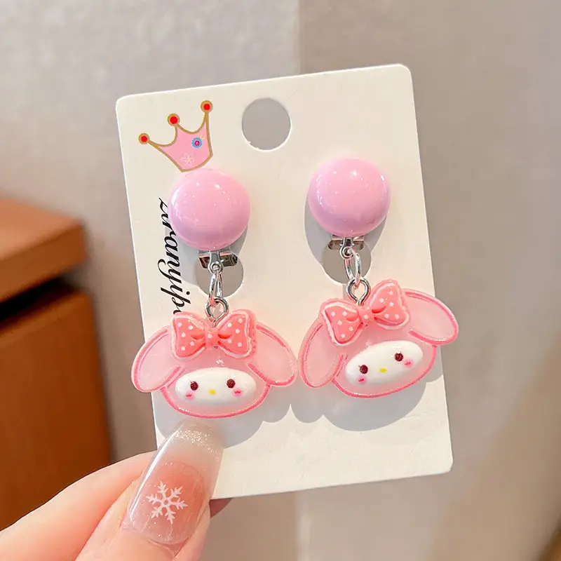 Kuromi Princess Earrings Set of 2 Purple Heart Design