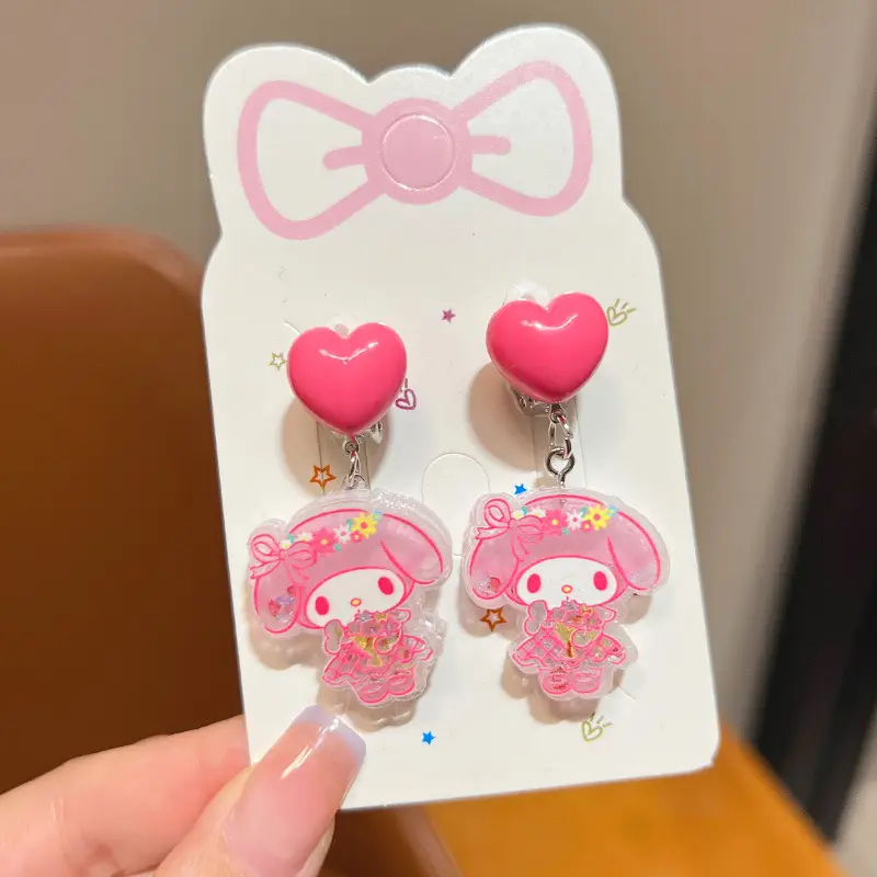 Kuromi Princess Earrings Set of 2 Purple Heart Design