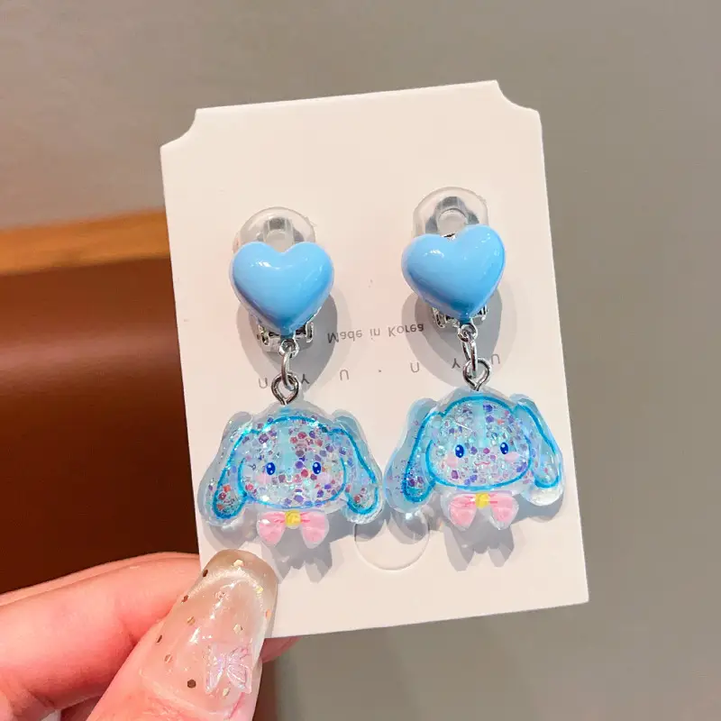Kuromi Princess Earrings Set of 2 Purple Heart Design