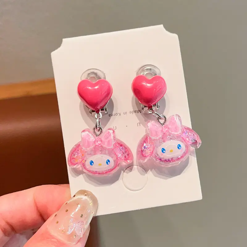 Kuromi Princess Earrings Set of 2 Purple Heart Design