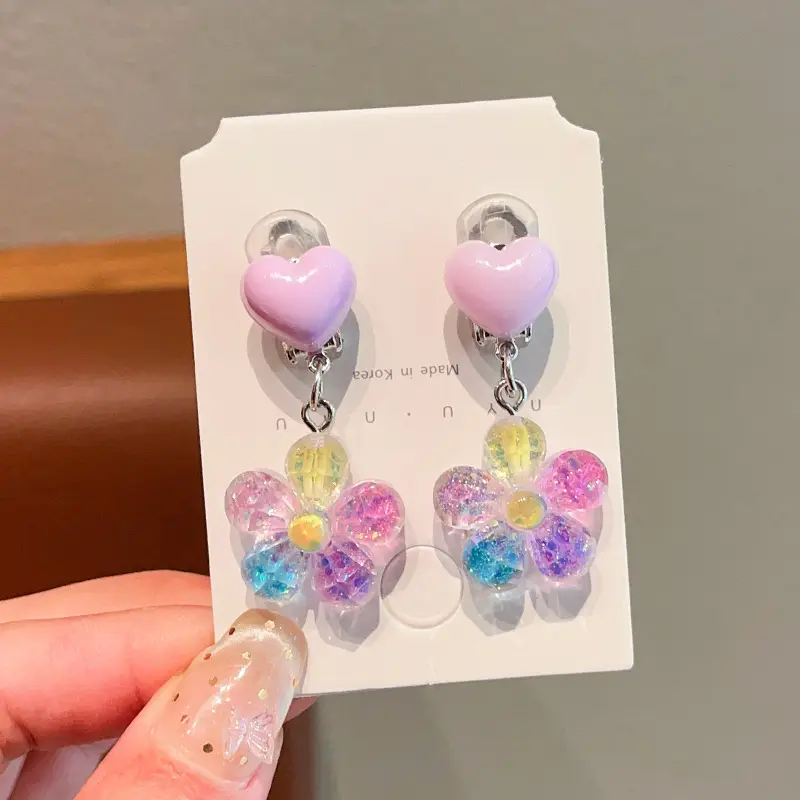 Kuromi Princess Earrings Set of 2 Purple Heart Design