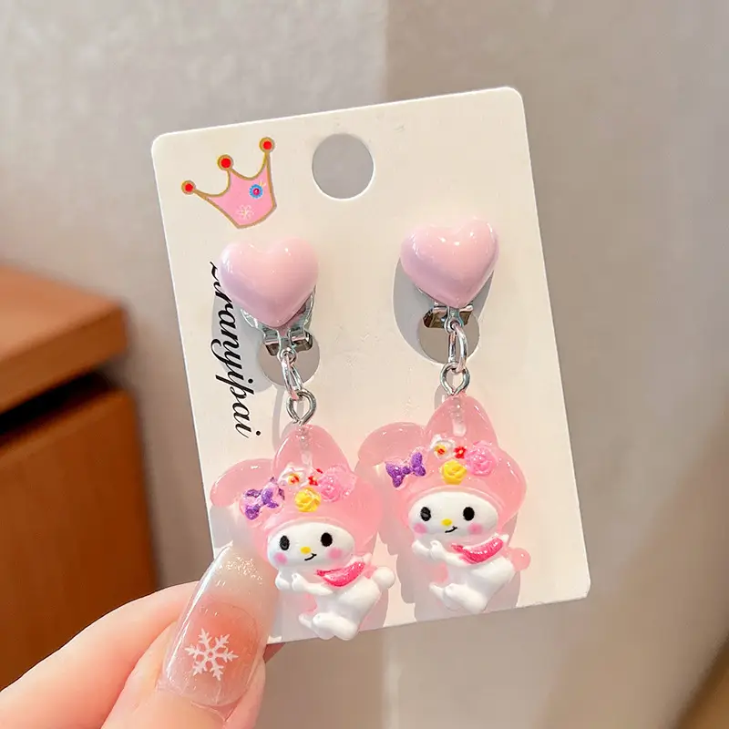 Kuromi Princess Earrings Set of 2 Purple Heart Design