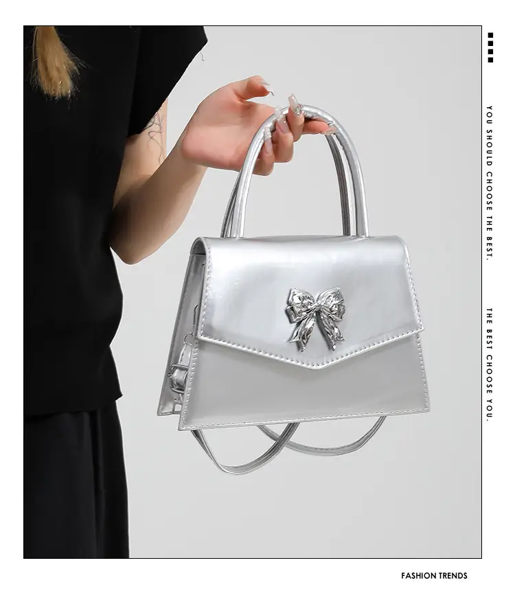 Women's Stylish Bow Crossbody Bag Silver 2024 — feature 1