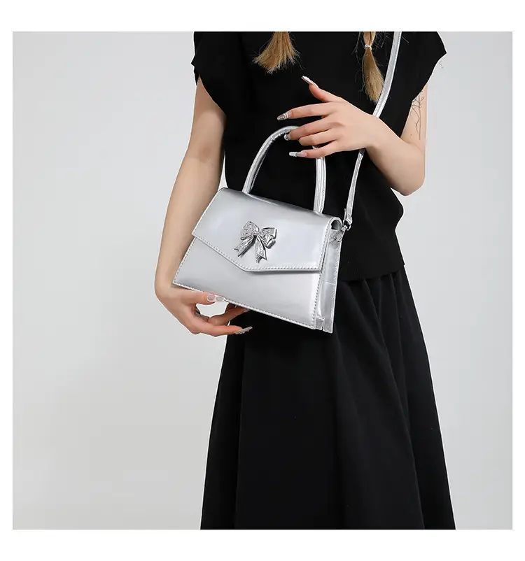Women's Stylish Bow Crossbody Bag Silver 2024 — feature 15