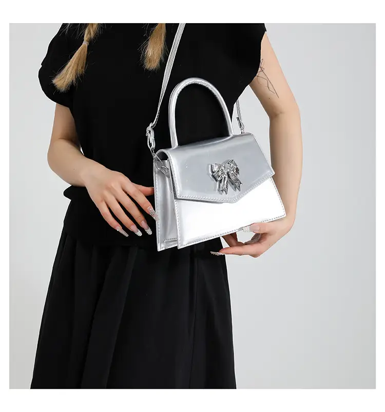 Women's Stylish Bow Crossbody Bag Silver 2024 — feature 16