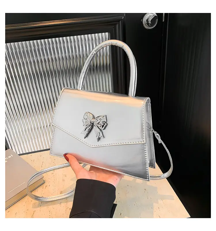 Women's Stylish Bow Crossbody Bag Silver 2024 - Image 2