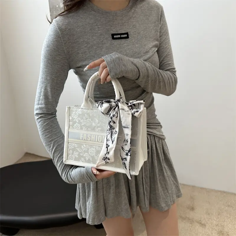 Silver Butterfly Embroidered Women's Tote Bag