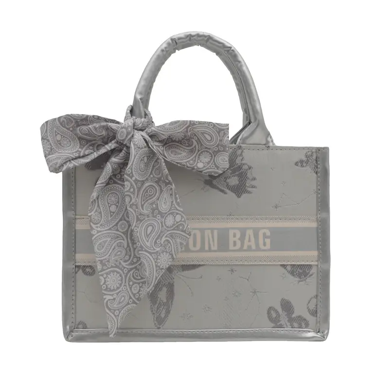 Silver Butterfly Embroidered Women's Tote Bag