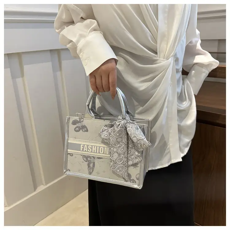 Silver Butterfly Embroidered Women's Tote Bag — feature 13