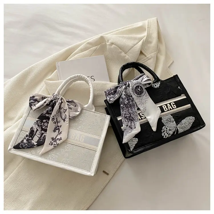 Silver Butterfly Embroidered Women's Tote Bag — feature 16
