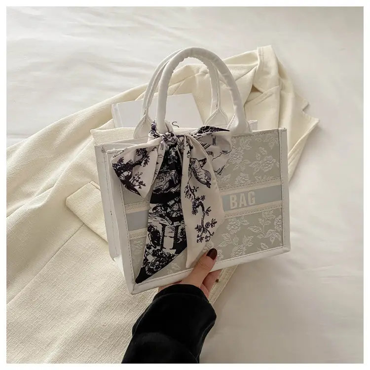 Silver Butterfly Embroidered Women's Tote Bag