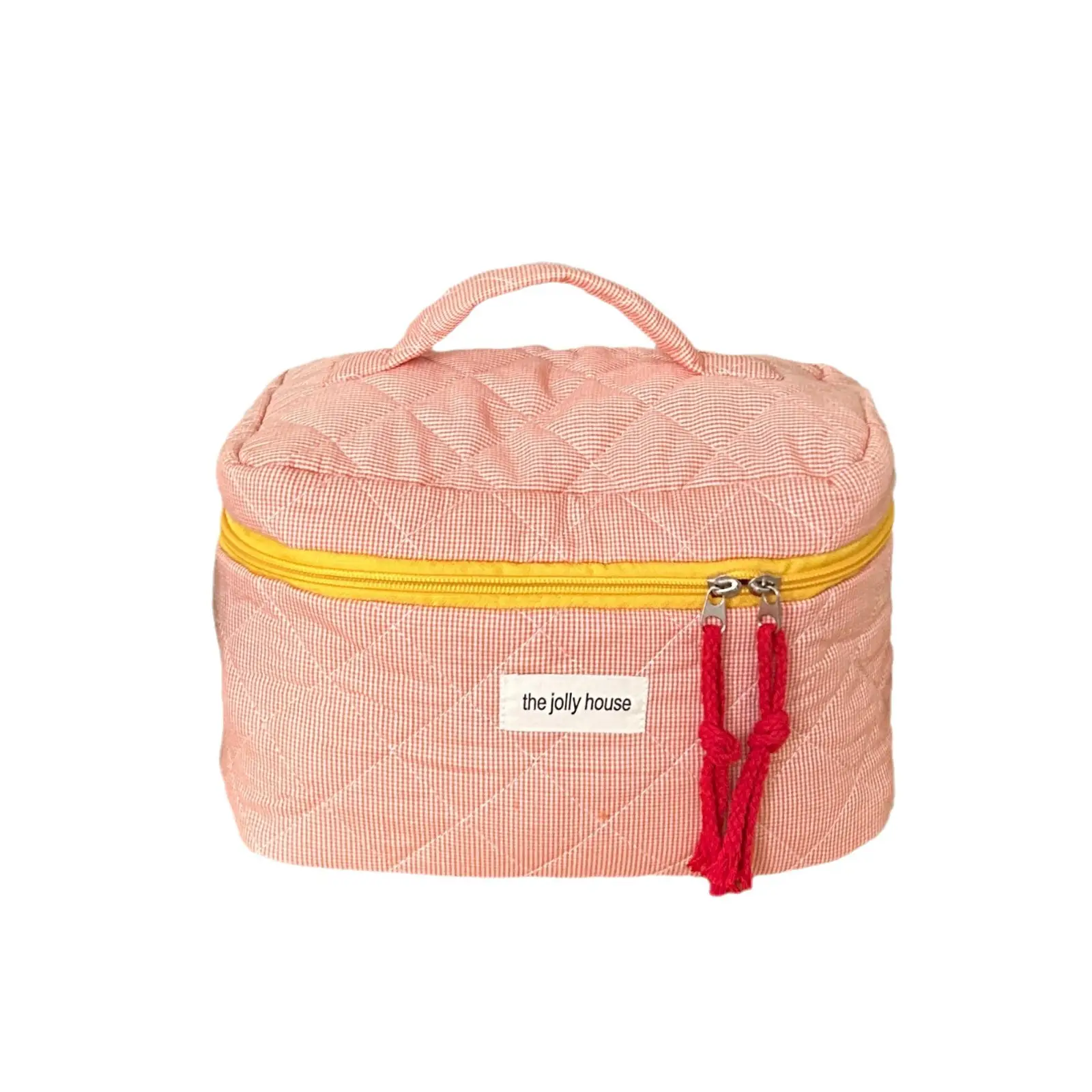 Pink Quilted Cosmetic Bag for Women Large Capacity Travel Bag