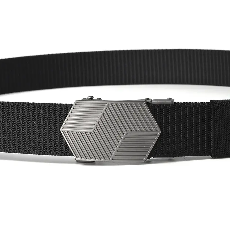Men's Black Hexagonal Buckle Belt Nylon - Image 14