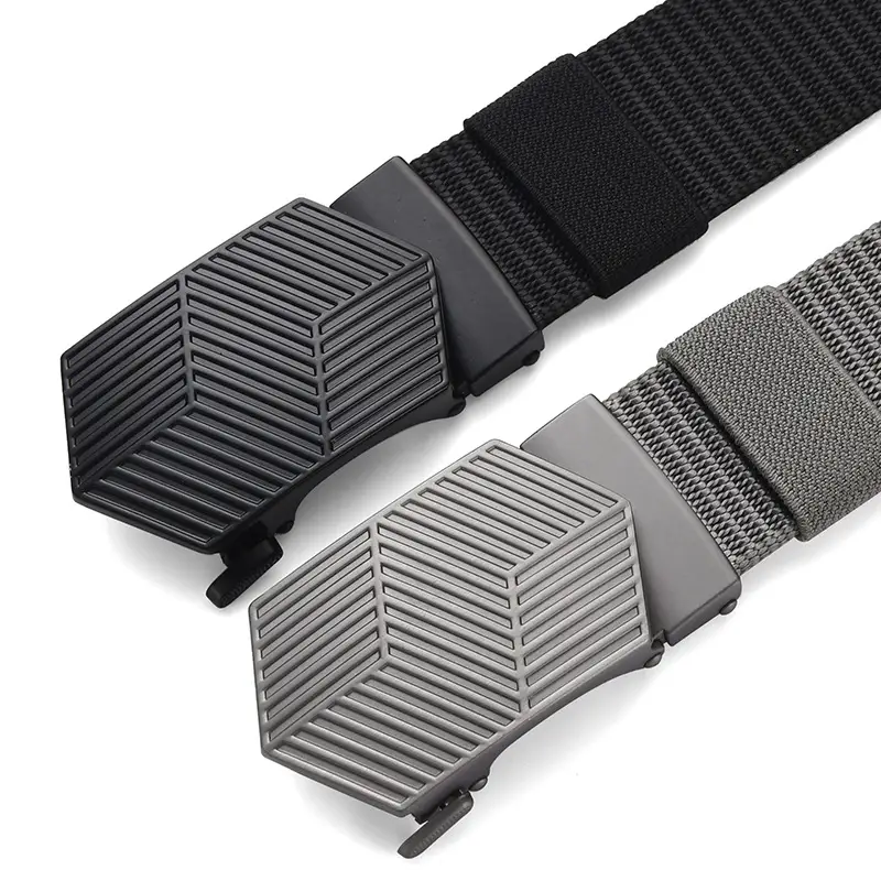 Men's Black Hexagonal Buckle Belt Nylon - Image 17