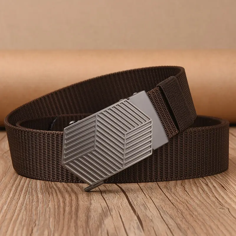 Men's Black Hexagonal Buckle Belt Nylon — feature 10