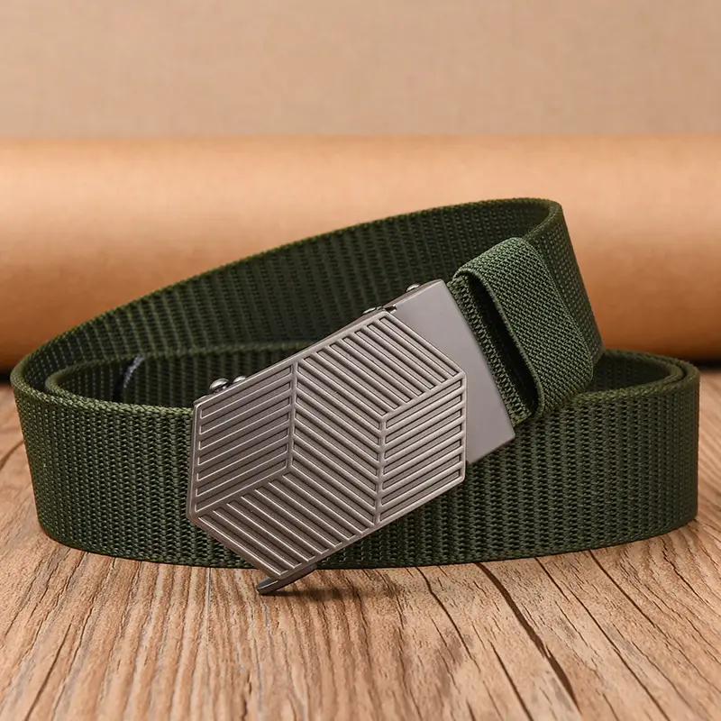 Men's Black Hexagonal Buckle Belt Nylon — feature 11